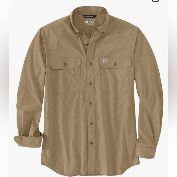 Carhartt Men's Relaxed Fit Lightweight Long-Sleeve khaki Shirt Size XL - Picture 3 of 11
